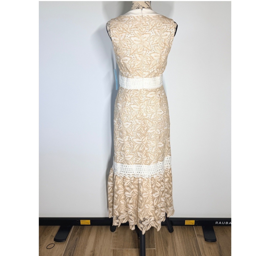 Antonio Melani Egot Lace Midi Dress Ivory Biscotti Bridal Coquette Size 6 NWT - Picture 9 of 15